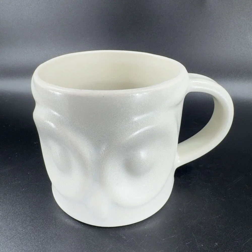 Pottery Barn Stoneware Pottery OWL Coffee Mug‎ Cup Shaped Whimsical Bird Mug